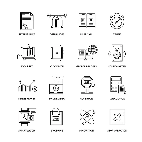 Conjunto de iconos de línea delgada moderna para negocios — Vector de stock