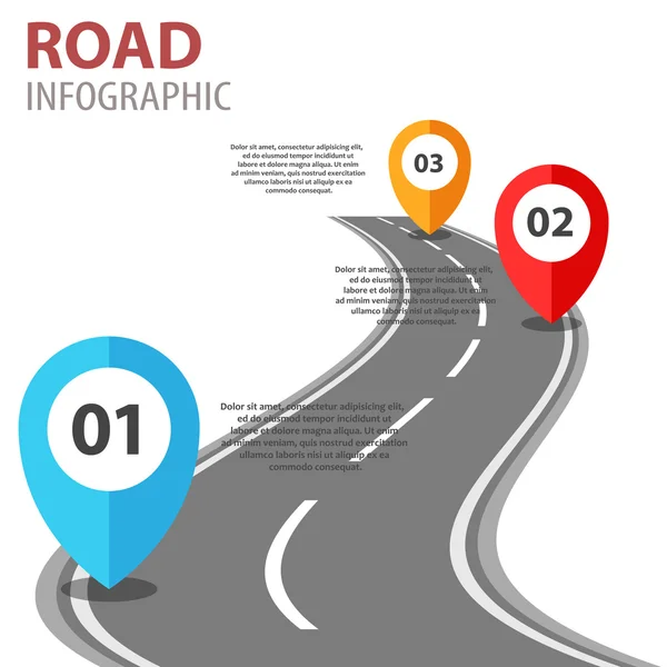 Infografía vectorial con una carretera en blanco — Vector de stock