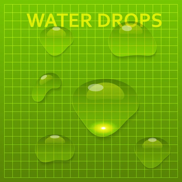 Set van transparante vector heldere waterdruppels — Stockvector
