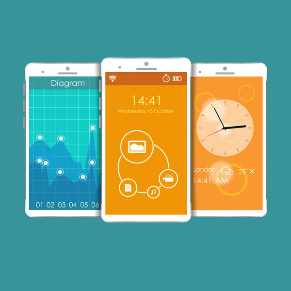 Flaches mobiles ui design — Stockvektor