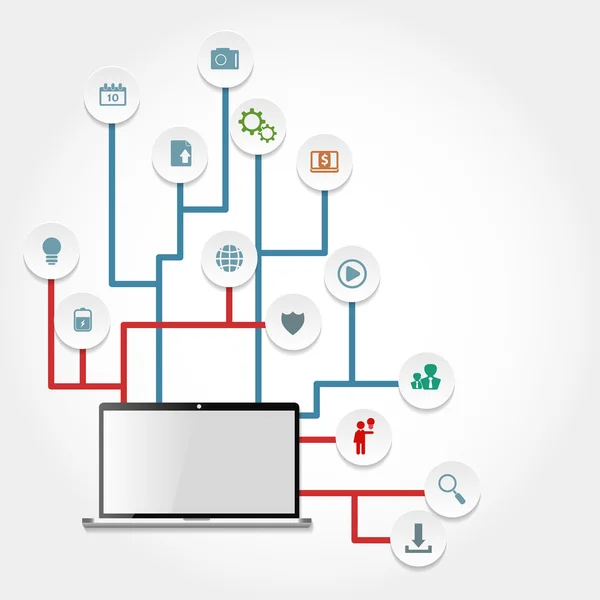 Affärer datornätverk. infographic mall. — Stock vektor