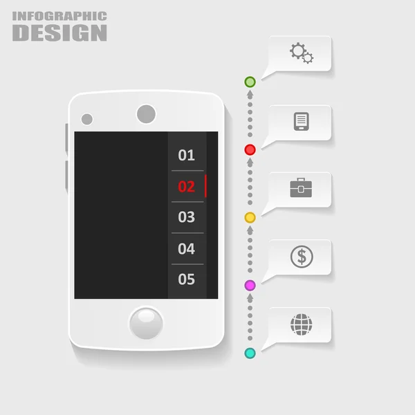 Infographie données de téléphonie mobile. style papier — Image vectorielle