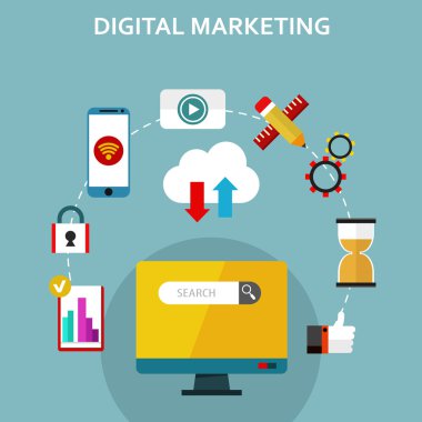 Dijital pazarlama, düz simgeler