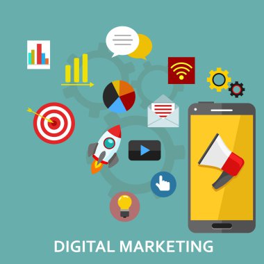 Dijital pazarlama, düz simgeler