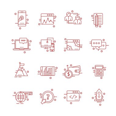 İş için çağdaş ince çizgi Icons set