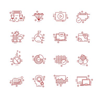 İş için çağdaş ince çizgi Icons set