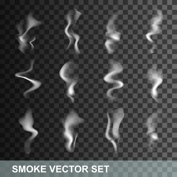 Set de humo transparente sobre fondo a cuadros — Vector de stock