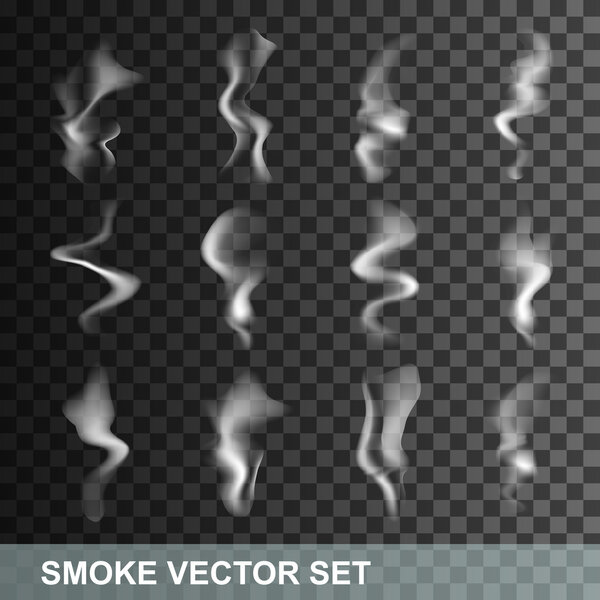 Set of transparent smoke on a plaid background