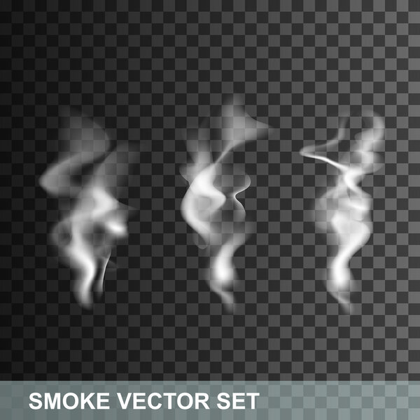 Set of transparent smoke on a plaid background