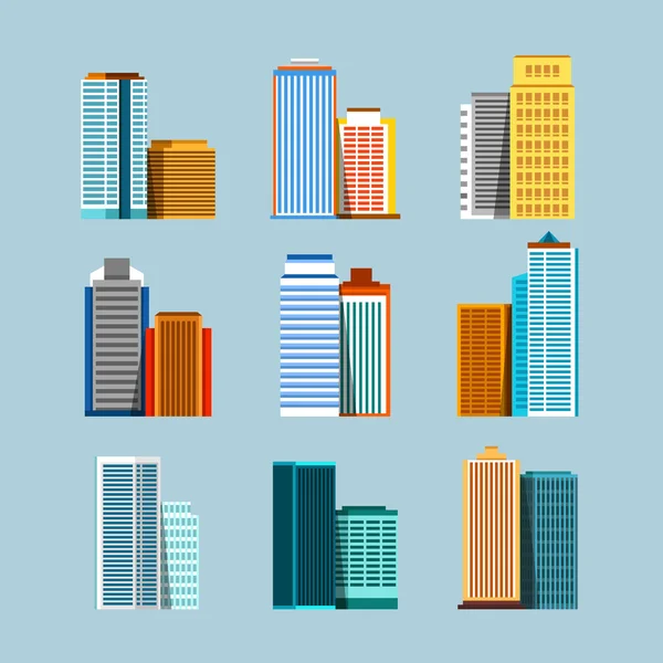 Illustrazione piatta vettoriale del paesaggio urbano della città . — Vettoriale Stock
