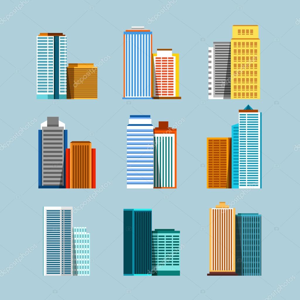 Vector flat illustration of city urban landscape. — Stock Vector ...