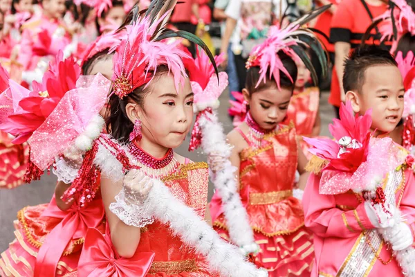 Samutsakorn Tailândia Dezembro 2019 Desfile Retrato Sorriso Criança Drum Mayer — Fotografia de Stock