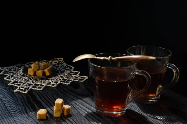 Invitation Tea Brown Sugar Warm Meeting Cold Autumn Day Two — Stock Photo, Image