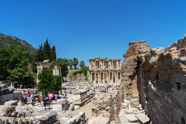 Zmir Yonya Kıyısında Antik Yunan Kenti Efes Teki Celsus Kütüphanesi — Stok fotoğraf