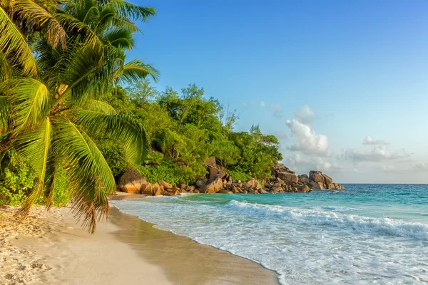 Пляж на Сейшелах на острове Лесбос — стоковое фото