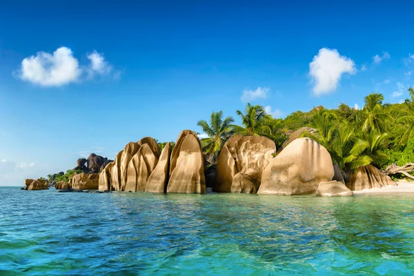 Anse Source d 'Argent beach on La Digue island in Seychelles — стоковое фото