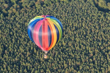 sıcak hava balonu bir orman üzerinde uçan