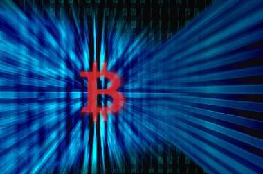 Mavi ikili sayıların soyut temsili ve dijital ekran arkaplanı