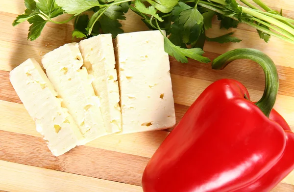 Cheese, bell pepper and parsley — Stock Photo, Image