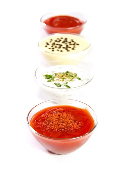 Four types of sauces — Stock Photo, Image