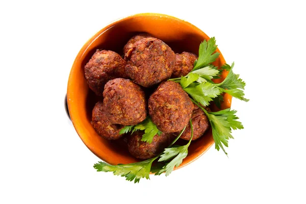 Meatballs in a bowl on white — Stock Photo, Image