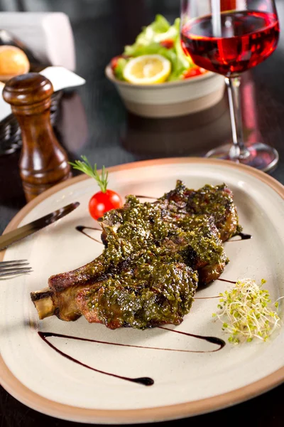 Steak with herbs — Stock Photo, Image