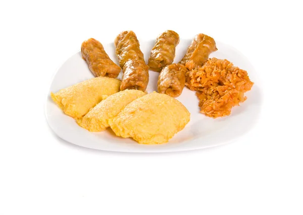 Stuffed  cabbage and polenta — Stock Photo, Image