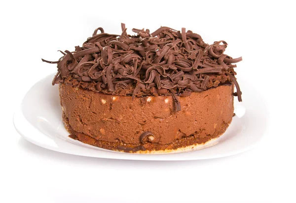 Chocolate cake on white — Stock Photo, Image