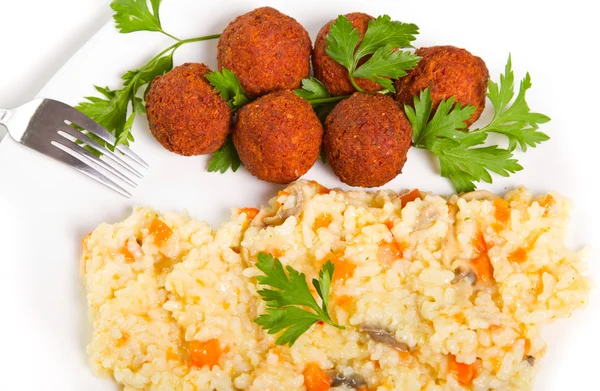 Meatballs and rice — Stock Photo, Image