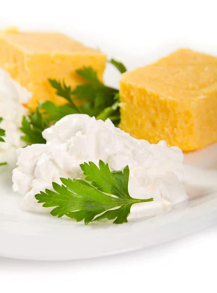 Polenta and cheese — Stock Photo, Image