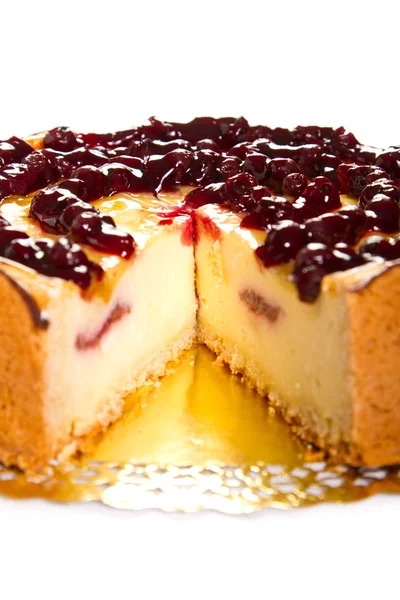 Сирний пиріг з вишнею доліва — Zdjęcie stockowe