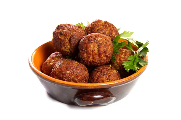 Meatballs in a bowl on white — Stock Photo, Image