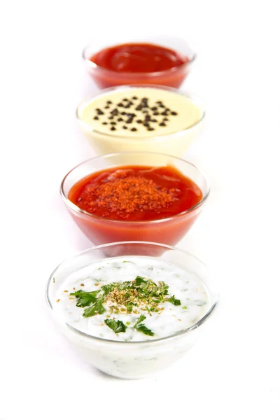 Vier soorten sauzen — Stockfoto