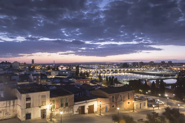 Nacht uitzicht van Badajoz Rechtenvrije Stockfoto's