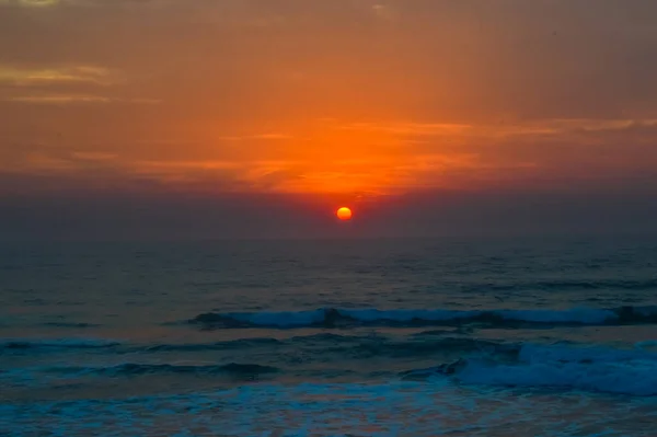 Цветной Восход Солнца Пляже Баллито Юар — стоковое фото