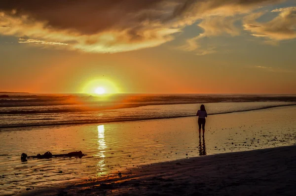 Dramatische Und Schöne Untergehende Sonne Sonnenuntergang Strand Südafrika — Stockfoto