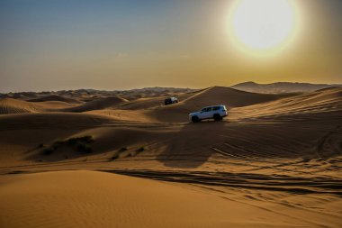 BAE 'de safari sırasında Dubai çöl manzarası