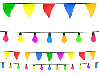 Beyaz arkaplanda çok renkli çelenk pankartı