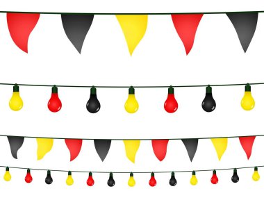 Garland banner in the colors of Belgium on a white background