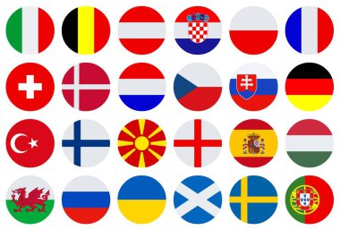 2021 kupası için metin bulunan katılımcı takımların bayrakları 