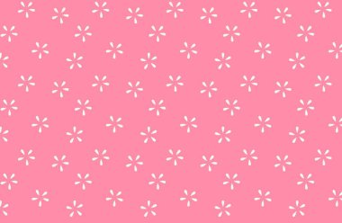 Pembe arka planda beyaz çiçekler kusursuz desen - illüstrasyon tasarım biçimi 