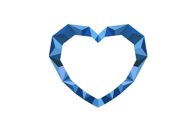 Moldura Coração Azul Isolada Fundo Branco Estilo Design Ilustração — Fotografia de Stock