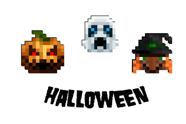 Pixel Art Set Different Items Design Halloween May Used Game — Stock Photo, Image