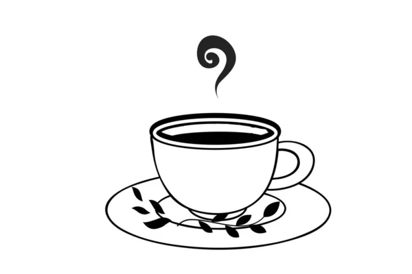Beyaz Arka Planda Bir Fincan Kahve Çizim Tasarımı Izole — Stok fotoğraf