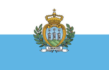 San Marino 'da. Ulusal bayrak. Simge. Sembol. Beyaz arkaplanda illüstrasyon.