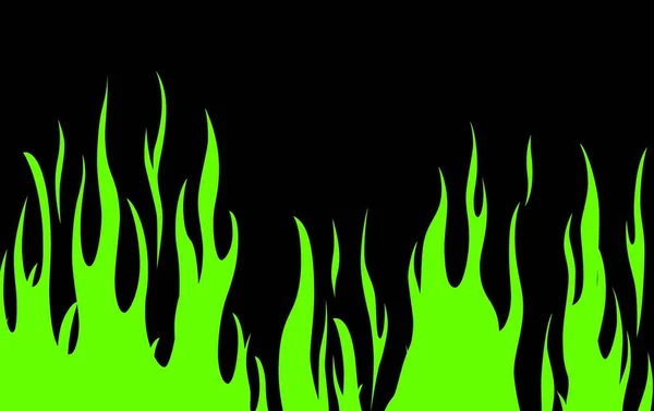 Feu Vert Flammes Sur Fond Sombre Style Design Illustration — Photo