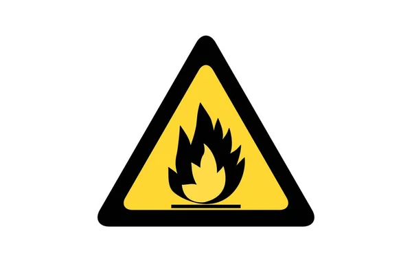 Entflammbare Brandgefahr Warnsymbol Auf Gelbem Dreieckigen Schild Illustration Design — Stockfoto