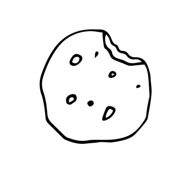 Çikolata parçalı Noel kurabiyeleri, beyaz arka planda izole edilmiş vektör çizimi. El çizimi Noel sembolü. Doodle tarzı.