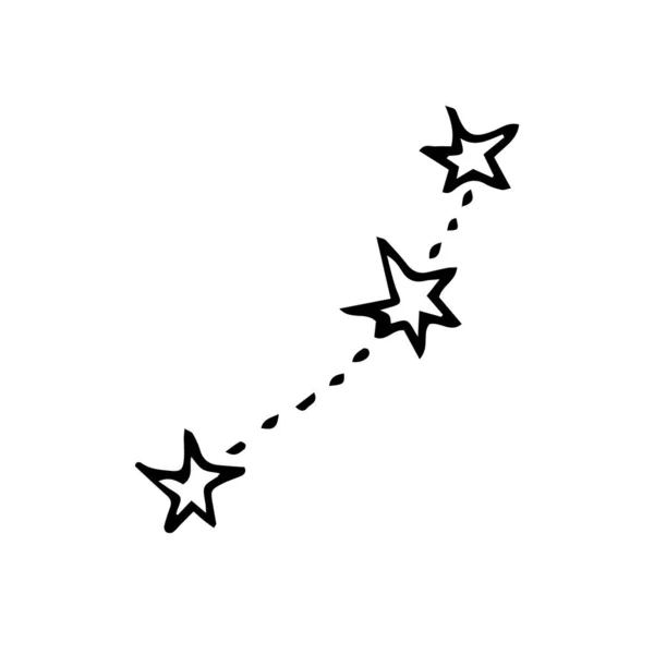 Doodle Com Constelações Estrelas Linha Arte Preto Branco —  Vetores de Stock