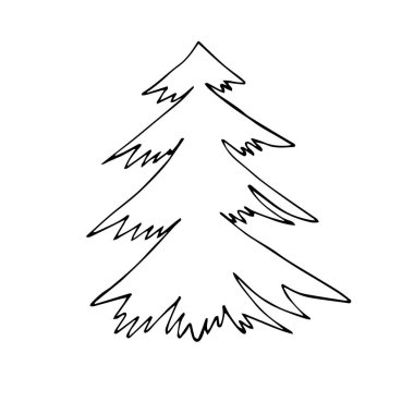 Elle çizilmiş Noel ağaçları. Tatil geçmişi. Vektör illüstrasyonu